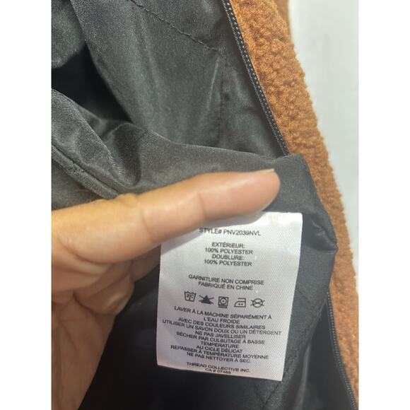 NVLT from Anthropologie Bouclé Longline Sherpa Jacket Coat in Cognac Large - Picture 8 of 11